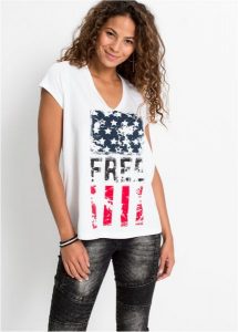 T-shirt z czystej bawełny. Białe t-shirty bonprix, bez wzorów, z bawełny, bez kołnierzyka, bez ramiączek. Za 39,99 zł.