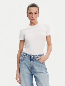 Fracomina T-Shirt FP25ST3011J449N5 Biały Slim Fit. Białe t-shirty Fracomina, m, bez wzorów, z bawełny, bez kołnierzyka, bez ramiączek. Za 119,99 zł.