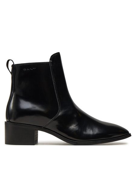 Gant Botki Broomly 29541790 Czarny. Czarne botki GANT, bez wzorów, z lakierowanej skóry, bez obcasa, na słupku, bez zapięcia. Za 469,99 zł.