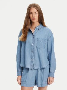 United Colors Of Benetton Koszula jeansowa 5DHJDQ07U Granatowy Regular Fit. Niebieskie koszule United Colors of Benetton, s, bez wzorów, z bawełny, bez kołnierzyka, bez ramiączek. Za 109,99 zł.