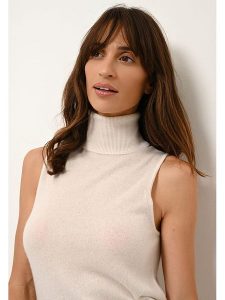 Just Cashmere Kaszmirowy bezrękawnik "Violet" w kolorze białym rozmiar: XL. Białe golfy Just Cashmere, bez wzorów, z kaszmiru. Za 223,99 zł.