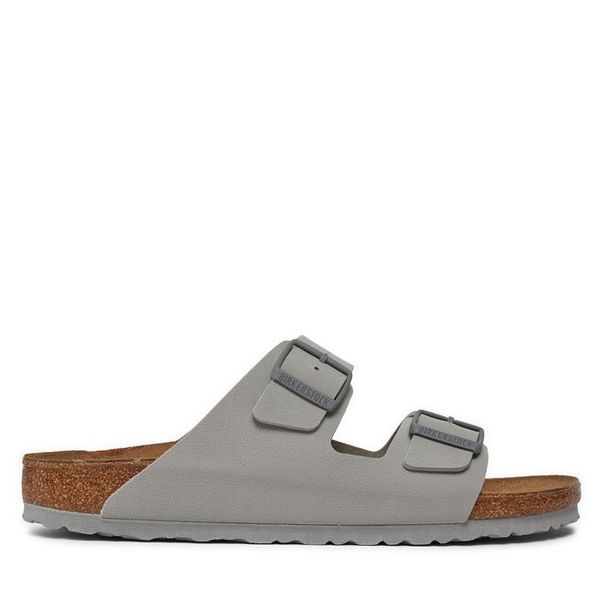 Klapki Birkenstock. Szare klapki Birkenstock, bez wzorów, bez obcasa. Za 399,99 zł.
