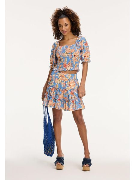 SHIWI Spódnica "Gwenn" w kolorze błękitno-brzoskwiniowym rozmiar: M. Niebieskie spódnice SHIWI, m, bez wzorów, mini. Za 114,98 zł.