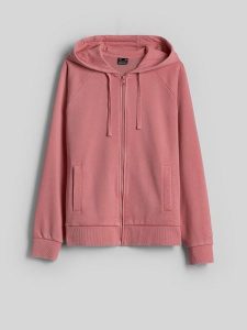 4F Bluza dresowa relaxed z kapturem damska - łososiowa M. Brązowe bluzy 4f, m, bez wzorów, z dresówki, z kapturem. Za 169,99 zł.
