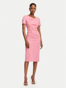 Rinascimento Sukienka koktajlowa CFC0129420003 Różowy Slim Fit. Czerwone sukienki Rinascimento, xs, bez wzorów, z syntetyku, wizytowe, bez kołnierzyka, bez ramiączek. Za 609,99 zł.