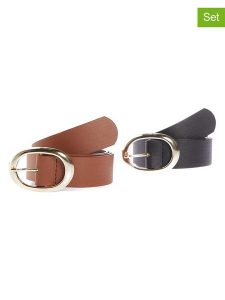 Trendyol 2-częściowy zestaw w kolorze jasnobrązowo-czarnym rozmiar: L. Brązowe paski Trendyol, bez wzorów, z materiału. Za 65,69 zł.