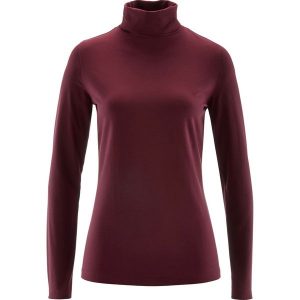 Bluzka z długim rękawem i golfem. Niebieskie bluzki bonprix, bez wzorów, z bawełny, bez kołnierzyka, bez ramiączek. Za 67,99 zł.