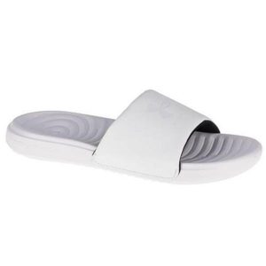 Klapki damskie Under Armour Ansa Fixed Slides. Białe klapki Under Armour, bez wzorów, z materiału, bez obcasa. Za 212,00 zł.