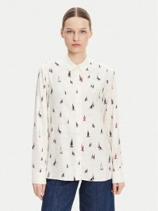 Tommy Hilfiger Koszula WW0WW44036 Écru Relaxed Fit. Koszule TOMMY HILFIGER, bez wzorów, z wiskozy, bez kołnierzyka, bez ramiączek. Za 309,99 zł.