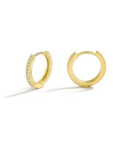 Miu Silver Pozłacane kolczyki-kreole z cyrkoniami rozmiar: onesize. Szare kolczyki Miu Silver, z cyrkonią, pozłacane. Za 117,45 zł.