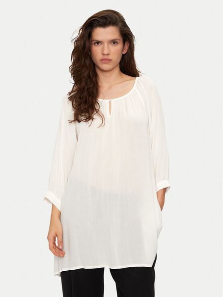 Kaffe Tunika Amber 501030 Biały Regular Fit. Białe tuniki Kaffe, bez wzorów, z wiskozy, bez kołnierzyka, bez ramiączek. Za 69,99 zł.