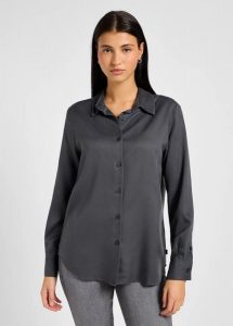 LEE DAMSKA KOSZULA POCKETLESS SHIRT DARK MUTED GRAY 112355196 LI39008531. Szare koszule Lee, s, bez wzorów, bez kołnierzyka, bez ramiączek. Za 179,99 zł.