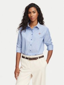 Beverly Hills Polo Club Koszula P-SS26W-SH6600 Niebieski Regular Fit. Niebieskie koszule Beverly Hills Polo Club, m, bez wzorów, z bawełny, bez kołnierzyka, bez ramiączek. Za 299,99 zł.