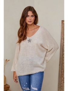 Joséfine Sweter "Iseult" w kolorze beżowym rozmiar: S. Brązowe swetry oversize Joséfine, s, bez wzorów, bez ramiączek. Za 148,26 zł.