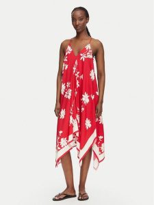 Seafolly Sukienka letnia Mayflower 55740-DR Czerwony Regular Fit. Czerwone sukienki Seafolly, na lato, xl, bez wzorów, z wiskozy, bez kołnierzyka, bez ramiączek. Za 527,99 zł.