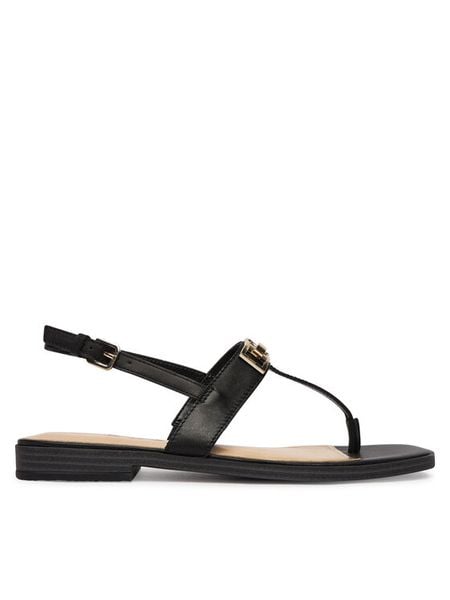 Guess Sandały FLJRMY LEA03 Czarny. Czarne sandały Guess, z aplikacjami, ze skóry, bez obcasa, na płaskiej podeszwie, bez zapięcia. Za 519,99 zł.