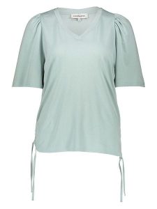 &Co Woman Koszulka "Misha" w kolorze turkusowym rozmiar: S. Niebieskie bluzki &Co Woman, s, bez wzorów, bez kołnierzyka, bez ramiączek. Za 149,31 zł.