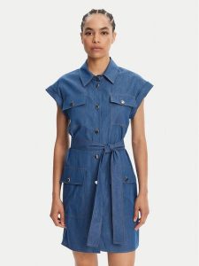 Liu Jo Sukienka jeansowa WA5509 D4695 Niebieski Regular Fit. Niebieskie sukienki Liu Jo, bez wzorów, z bawełny, bez kołnierzyka, bez ramiączek. Za 689,99 zł.