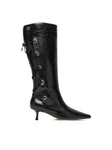 Steve Madden Kozaki Ballpark SM11005048 Czarny. Czarne kozaki Steve Madden, bez wzorów, ze skóry, bez obcasa, na szpilce, bez zapięcia. Za 729,99 zł.
