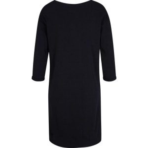 Sukienka dresowa. Czarne sukienki bonprix, bez wzorów, z dresówki, bez kołnierzyka, bez ramiączek. Za 79,99 zł.