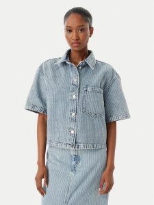 HUGO Koszula jeansowa Gesila_1 50559758 Błękitny Relaxed Fit. Niebieskie koszule Hugo, xxl, bez wzorów, z bawełny, bez kołnierzyka, bez ramiączek. Za 424,99 zł.