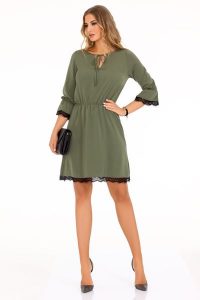 Khaki Sukienka w Stylu Boho z Koronkową Wypustką. Brązowe sukienki Merribel, s, bez wzorów, z koronki, boho, bez kołnierzyka, bez ramiączek. Za 109,90 zł.