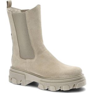 Beżowe Botki Lemar Skórzane Buty Damskie. Brązowe botki Lemar, z aplikacjami, bez obcasa, na płaskiej podeszwie, bez zapięcia. Za 279,00 zł.
