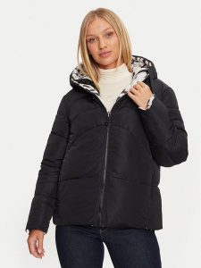 Guess Kurtka puchowa Emelie W4BL38 WGK12 Czarny Regular Fit. Czarne kurtki Guess, xl, z aplikacjami, z puchu, bez kaptura. Za 569,99 zł.