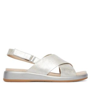 Sandały Caprice. Szare sandały Caprice, bez wzorów, bez obcasa, na płaskiej podeszwie, bez zapięcia. Za 339,99 zł.