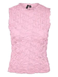 Vero Moda Top w kolorze jasnoróżowym rozmiar: L. Różowe topy Vero Moda, l, bez wzorów, bez kołnierzyka, bez ramiączek. Za 37,47 zł.
