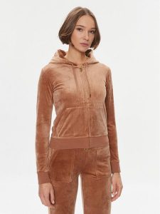 Juicy Couture Bluza Robertson JCAP176G Brązowy Slim Fit. Brązowe bluzy Juicy Couture, xl, bez wzorów, z syntetyku, bez kaptura. Za 399,99 zł.
