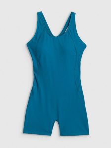 4F Kostium kąpielowy jednoczęściowy damski - turkusowy XL. Niebieskie szorty 4f, bez wzorów, z dresówki, sportowe. Za 149,99 zł.