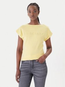 Marciano Guess T-Shirt G6GI04 K3505 Żółty Regular Fit. Żółte t-shirty Marciano Guess, xs, z aplikacjami, z bawełny, bez kołnierzyka, bez ramiączek. Za 289,99 zł.