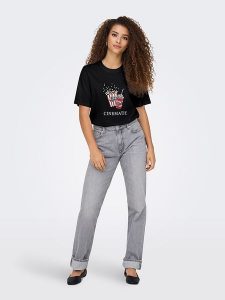 ONLY Koszulka w kolorze czarnym rozmiar: XL. Czarne bluzki ONLY, xl, bez wzorów, z bawełny, bez kołnierzyka, bez ramiączek. Za 79,03 zł.