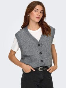 JDY Bezrękawnik w kolorze szarym rozmiar: L. Szare swetry oversize JDY, l, bez wzorów, bez ramiączek. Za 99,80 zł.