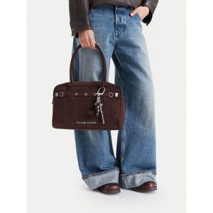 Torebka Guess Jeans. Brązowe torebki klasyczne Guess Jeans, z aplikacjami, z jeansu, bez dodatków. Za 299,99 zł.