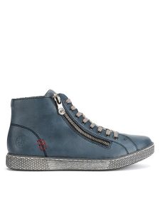 Rieker Trampki Z1221-14 Niebieski. Niebieskie trampki Rieker, bez wzorów, ze skóry, bez zapięcia. Za 251,99 zł.