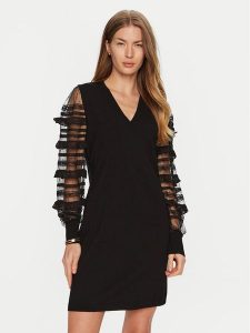 TWINSET Sukienka dzianinowa 241TP3530 Czarny Regular Fit. Czarne kombinezony Twinset, xs, bez wzorów, z dzianiny, bez kołnierzyka, bez ramiączek. Za 659,99 zł.