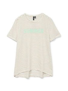 Vero Moda Koszulka "Simone" w kolorze kremowym rozmiar: M. Brązowe bluzki Vero Moda, m, bez wzorów, z bawełny, bez kołnierzyka, bez ramiączek. Za 48,28 zł.