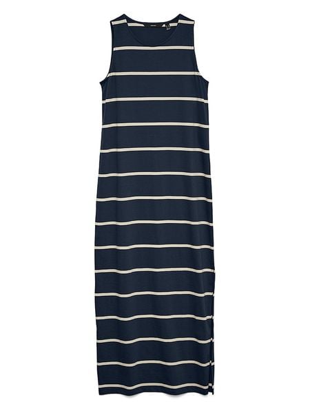 Vero Moda Sukienka w kolorze granatowym rozmiar: XS. Niebieskie sukienki Vero Moda, na co dzień, xs, bez wzorów, z bawełny, bez kołnierzyka, bez ramiączek, maxi, proste. Za 83,03 zł.