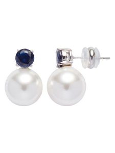 U.S. Polo Assn. Kolczyki-wkrętki z szafirami i perłami syntetycznymi rozmiar: onesize. Szare kolczyki U.S. Polo Assn., z perłą, metalowe. Za 100,04 zł.