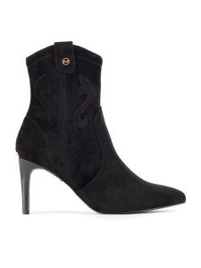 MEXX Kowbojki MI001714243W Czarny. Czarne botki Mexx, bez wzorów, ze skóry, bez obcasa, na szpilce, bez zapięcia. Za 399,99 zł.