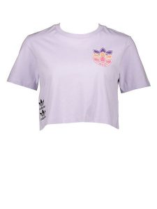 Adidas Koszulka "TEE" w kolorze fioletowym rozmiar: 38. Różowe bluzki ADIDAS, bez wzorów, z bawełny, bez kołnierzyka, bez ramiączek. Za 74,63 zł.