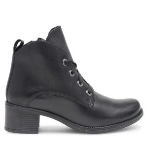 Trzewiki Lasocki. Czarne botki Lasocki, bez wzorów, bez obcasa, na słupku, bez zapięcia. Za 249,99 zł.
