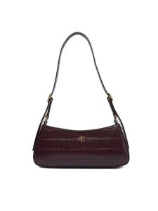 Calvin Klein Torebka Ck Croc Small LV04F3283G Bordowy. Czerwone torebki klasyczne Calvin Klein, bez wzorów, ze skóry, bez dodatków. Za 469,99 zł.