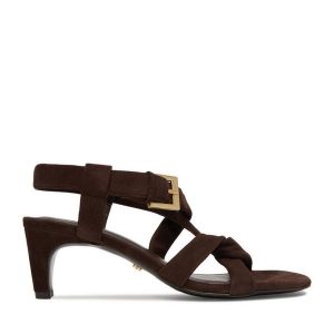 Sandały GINO ROSSI. Brązowe sandały Gino Rossi, bez wzorów, bez obcasa, na słupku, bez zapięcia. Za 329,99 zł.