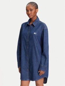 Tommy Jeans Sukienka jeansowa DW0DW21420 Granatowy Relaxed Fit. Niebieskie kombinezony Tommy Jeans, s, bez wzorów, z bawełny, bez kołnierzyka, bez ramiączek. Za 279,99 zł.