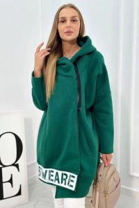 Bluza ocieplana z suwakiem ciemno zielona. Zielone bluzy KESI, l, bez wzorów, z bawełny, bez kaptura. Za 278,10 zł.