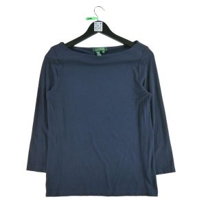 Second life - Damski sweter w kolorze granatowym - Stan bardzo dobry. Niebieskie golfy Ralph Lauren, bez wzorów. Za 101,48 zł.