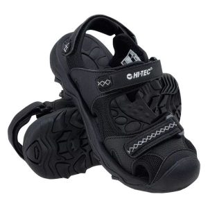 Sandały Hi-Tec Merfino T Jr 92800304868 czarne. Czarne sandały bez wzorów, z gumy, bez obcasa, bez zapięcia. Za 269,92 zł.